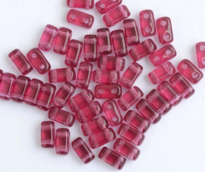 Brick Pink Transparent Fuchsia  70350 Czech Mates Beads x 50