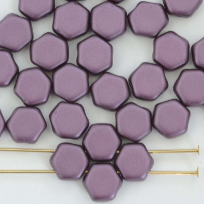 Honeycomb Purple Alabaster Pastel Bordeaux 02010-25032 Czech Bead x 30