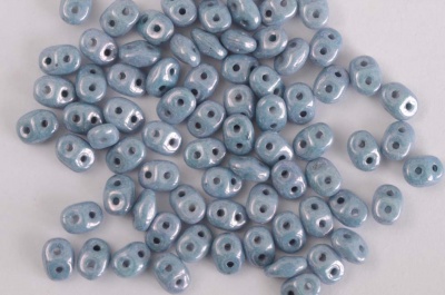 Superduo Blue Chalk Baby Blue Shimmer Miniduo 03000-14464 Czech Glass Beads x10g