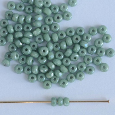 Micro Spacer Rondelle Green Chalk Teal Shimmer 03000-14459 Bead x50