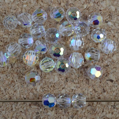 Swarovski Hex Faceted 5000 Clear 2 8 mm Crystal AB 001AB  Round Beads