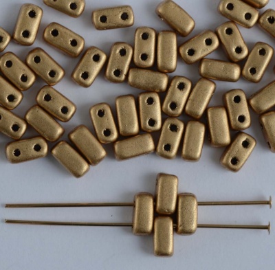 Brick Gold Crystal Mat Met Aztec Gold 00030-01710 Czech Mates Beads x 50