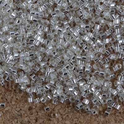 Miyuki Delica Hex DBC0041 Silver Size 15 11  Silver Lined Crystal Cut Bead 5g