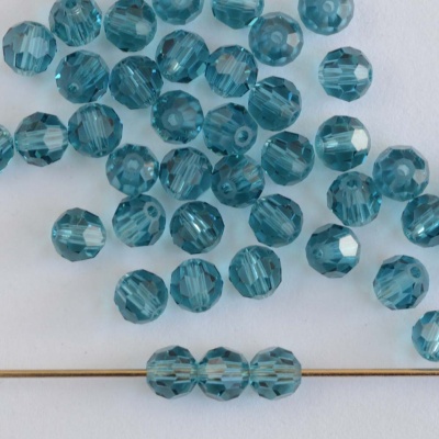 Swarovski Hex Faceted 5000 Blue  4  mm Indicolite 379 Round Beads
