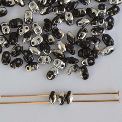 Superduo Black Jet Labrador Miniduo 23980-27001 Czech Beads x 10g