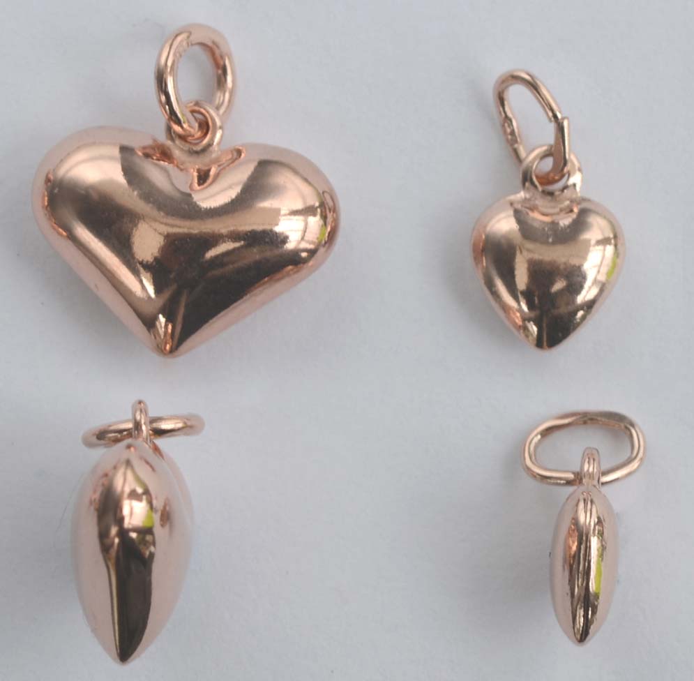 Vermeil Sterling Silver Rose Gold Plated Charm Pendant Earring Vermeil Sterling Silver Rose Gold Plated Charm Pendant Earring Puffed Heart X 1