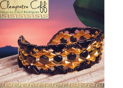 Pattern BeadMaster Cleopatra Cuff Bracelet uses DiamonDuo Tango Honeycomb FOC with bead purchas
