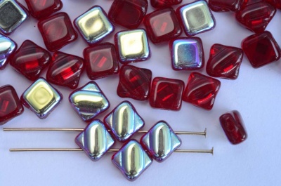 Silky Red Transparent Dark Ruby AB 90100-28701 Czech Glass Beads x 10g
