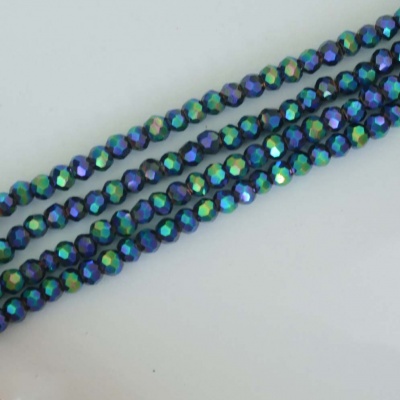 Crystal Faceted Round Blue  2 mm Metallic Sapphire n Emerald Chinese  Bead x 200