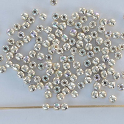 Druk Round Silver 2 mm Fine Silver Plated AB 00030-31000ab Czech Glass Beads