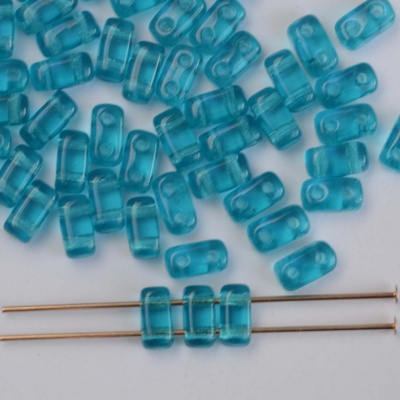 Brick Blue Tr Teal 60150 CzechMates Beads x 50