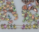 Zoliduo Left Right Green Crys Backlit Copper Lichen 00030-51002 Czech Glass Bead