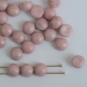 Cabochon 6mm 2 Hole Pink Chalk Lila 03000-14494 Czech Glass Beads x 20
