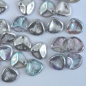 Rose Petal Silver Crystal Silver Rainbow 00030-98530 Czech Glass Bead x 50