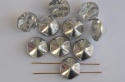 Pyramid Hex Silver 12mm Crystal Labrador 00030-27001 Czech Glass Beads x 12