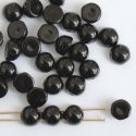 Cabochon 6mm 2 Hole Black Jet 23980 Czech Glass Beads x 20