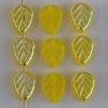 Leaf V 10 mm Yellow Opal Lemon AB 80010-28701 Czech Glass Beads x 25
