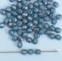 Fire Polished Blue 3 4 mm Op Turquoise Nebula  63030-15001 Czech Glass Bead