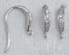 Sterling Silver Earring Ear Hook Millegrain Set Cubic Zirconia Loop  x 1pr