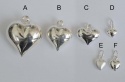 Sterling Silver Charm Earrings Pendant Puffed Heart x 1