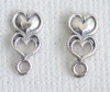 Sterling Silver Earring Ear Stud Hearts Art Nouveau Love Spoons with Loop x 1pr