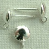 Sterling Silver Earring Ear Stud Flying Saucer 4mm 5mm 6mm with Loop x 1pr