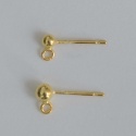 Vermeil Sterling Silver Gold Plated Earring Ear Stud Ball 3 4 mm With Loop x1pr