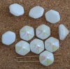 Pyramid Hex White 12mm Chalk White Ab  02020-28701 Czech Glass Beads x 12