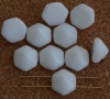 Pyramid Hex White 12mm White Alabaster 02020 Czech Glass Beads x 12