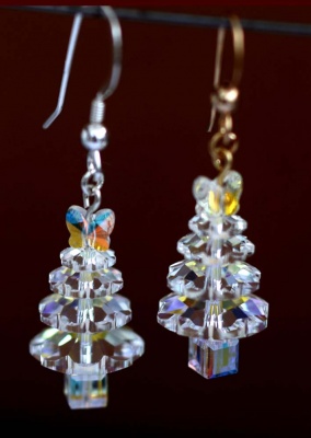Kit Swarovski Christmas Tree Crystal AB Angel Top Earring Beads