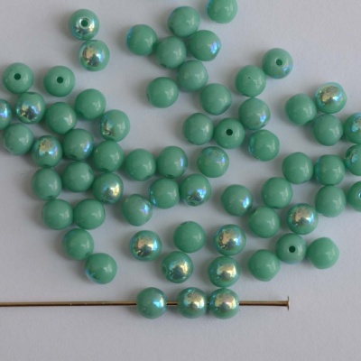 Druk Round Green 3 4 6 mm Turquoise AB 63130-28701 Czech Glass Beads