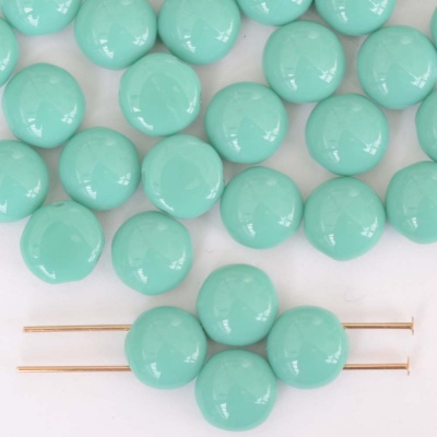 Candy Round Green 6 8 mm Turquoise 63130 Czech Glass Bead