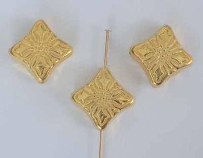 Vermeil Sterling Silver Gold Plated Bead Diamond Flower x 1