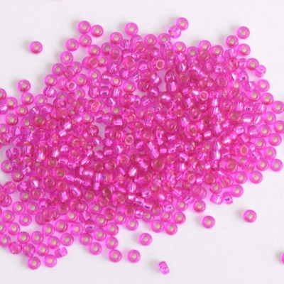 Miyuki Seed 1340 Pink Size 11 Dyed Silver Lined Fuchsia Bead 10g