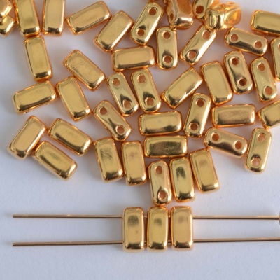 Brick Gold Crystal 24ct Gold Plated 00030-35000 CzechMates Beads x 10