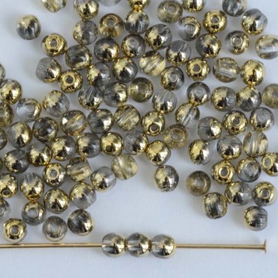 Druk Round Gold 2 3 4 6 8 12 mm Crystal Amber  00030-26441 Czech Glass Bead