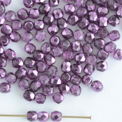 Fire Polished Purple 3 4 mm Met Ice Crystal Amethyst 00030-67227 Czech Bead