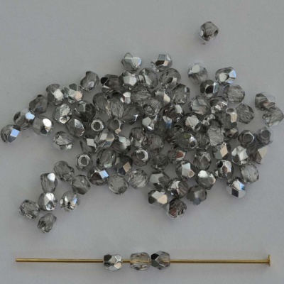 Fire Polished Silver 2 3 4 6 mm Crystal Labrador Half 00030-27001 Czech Bead