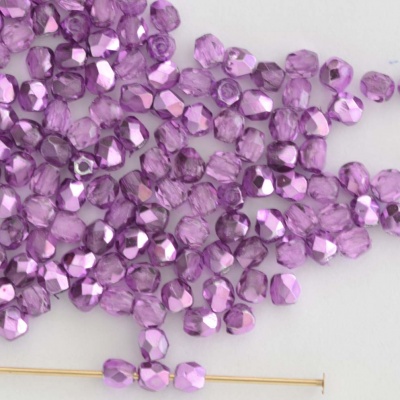 Fire Polished Purple 3 4 mm Met Ice Crystal Purple 00030-67275 Czech Bead