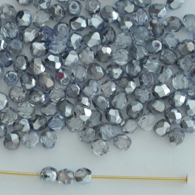 Fire Polished Silver 3 4 6 8 mm Met Ice Crystal Sky  00030-67332 Czech Bead