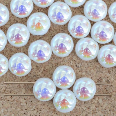 Candy Round White 6 8 mm Alabaster AB 02010-28701 Czech Glass Bead