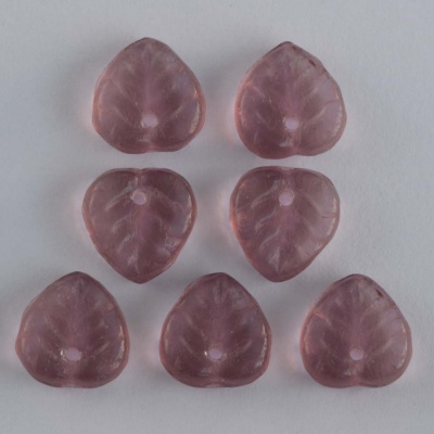 Leaf H Heart Purple Tr Amethyst 20060 Czech Bead Charm x 50