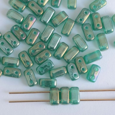 Brick Green Atlantis Green Lustre 52060-14400 CzechMates Beads x 50