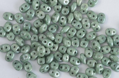 Superduo Green Chalk Teal Shimmer Miniduo 03000-14459 Czech Beads x 10g
