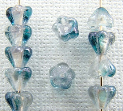 Flower Bell Blue 6mm 8mm Blue Crystal Luster 00030-14264 Czech Glas Bead
