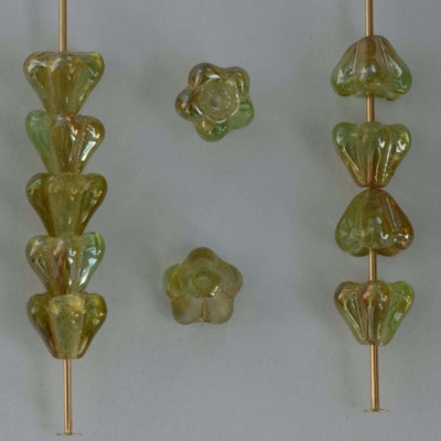 Flower Bell Green 6mm Chrysolite Celsian 50080-22501 Czech Glass Bead x 50