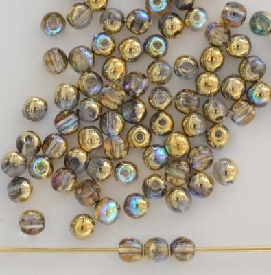 Druk Round Gold 2 3 4 6 8 mm Crystal Golden Rainbow 00030-98536 Czech Glass Bead