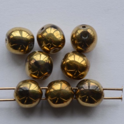Dobble Gold Crystal Amber Full 00030-26440 Czech Glass Beads x 20