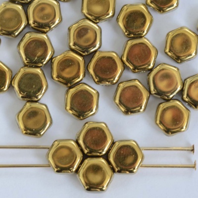 Honeycomb Gold  Crystal Amber Full  00030-26440 Czech Glass Beads x 30