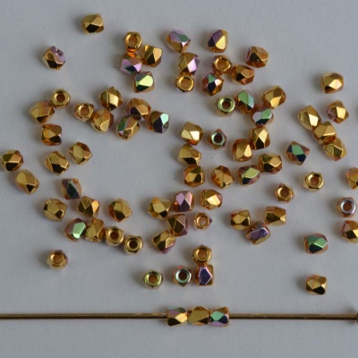 Fire Polished Gold 2 mm 24ct Gold Plated AB 00030-35000-028701 Czech Glass Bead